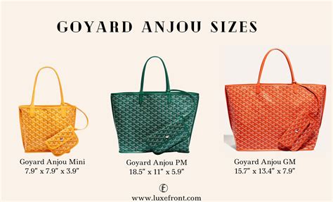 goyard anjou mm sizes|anjou vs goyardine bags.